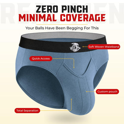 Real Men Viscose Derived From Bamboo Briefs D Pouch Med 4pk Blk/Blu/Gry