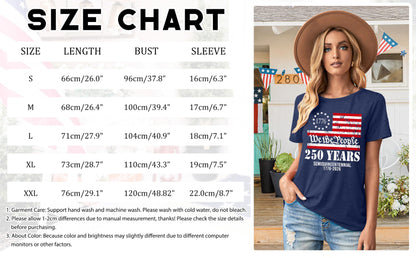 250th Anniversary USA Shirts for Women American Flag T-Shirt 4th of July Patriotic Shirt Independence Day America Tops(DarkBlue,Medium)