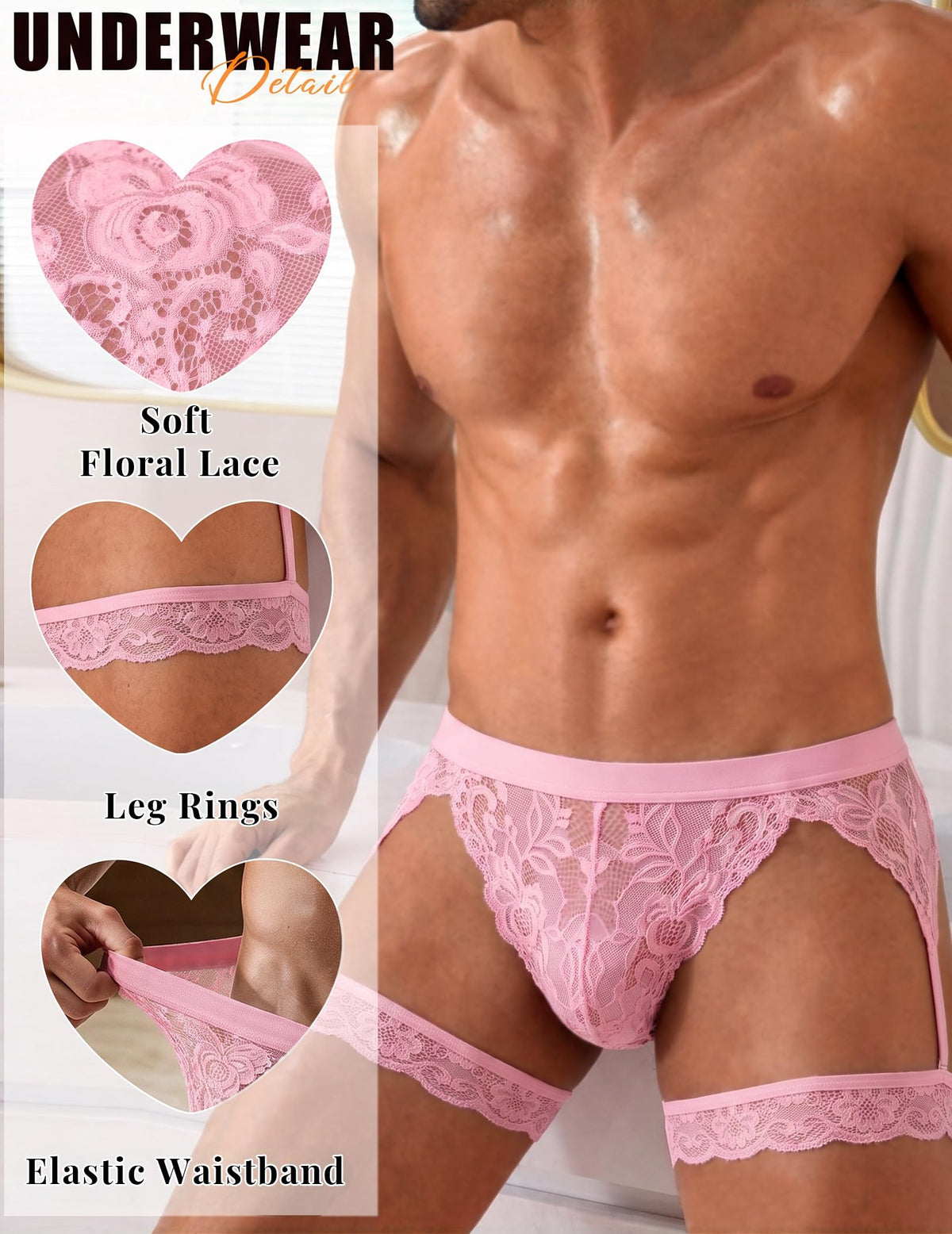 Men's Lace Thong Underwear Briefs Sexy Lingerie G-String Panties