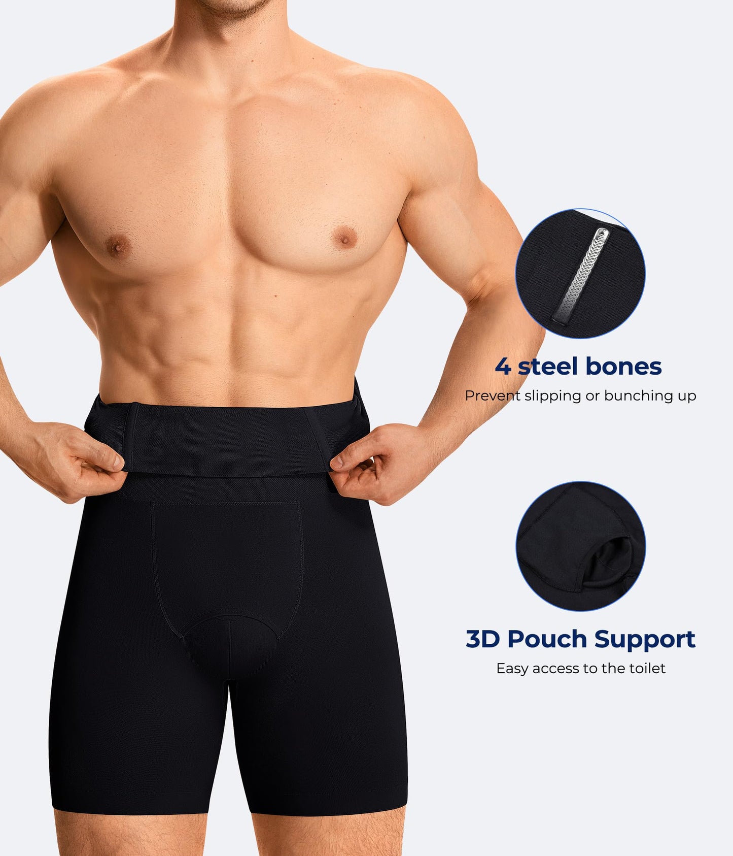 Mens Shapewear Tummy Control Underwear Compression Shorts Slimming Body Shaper Leg Boxer Briefs Black