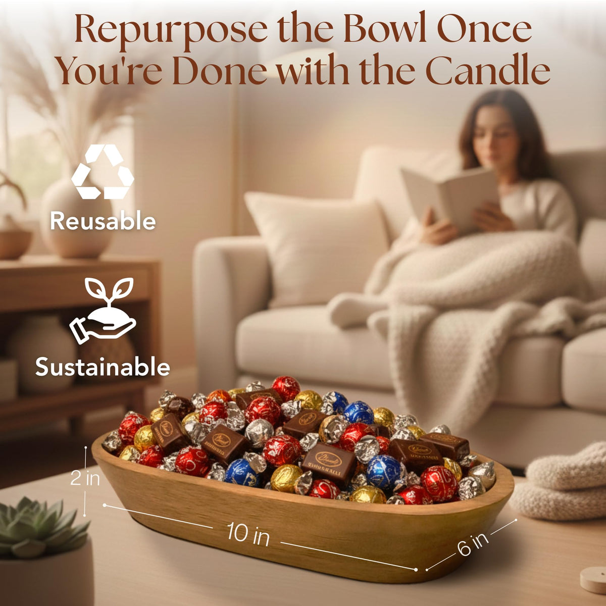 Dough Bowl Candle Co. Pumpkin Spice Soy Candle - 3 Wick Rustic Farmhouse Coffee Table Decor, Odor Eliminator in Wooden Bowls, 20 Ounce Wooden Dough Bowl Candle, All-Natural Gifts for Women and Men