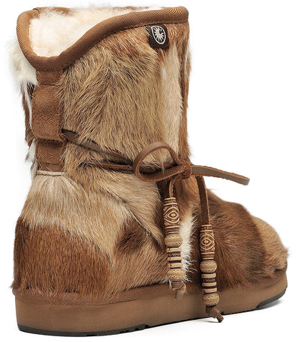 AUMU Women's Classic Mini Sheepskin Winter Boot Fur Boot Chestnut Size 9