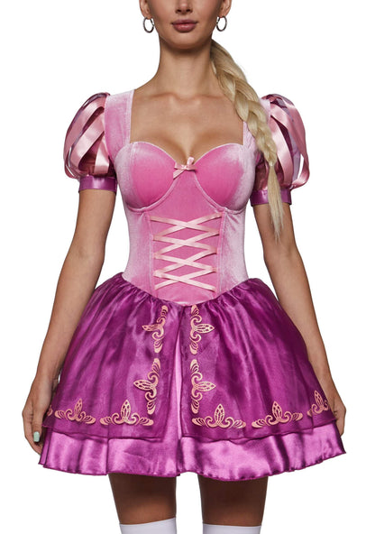 Dolls Kill Long Hair Princess Costume - Tower Trapped Princess Outfit by Trickz N' Treatz - X-Large