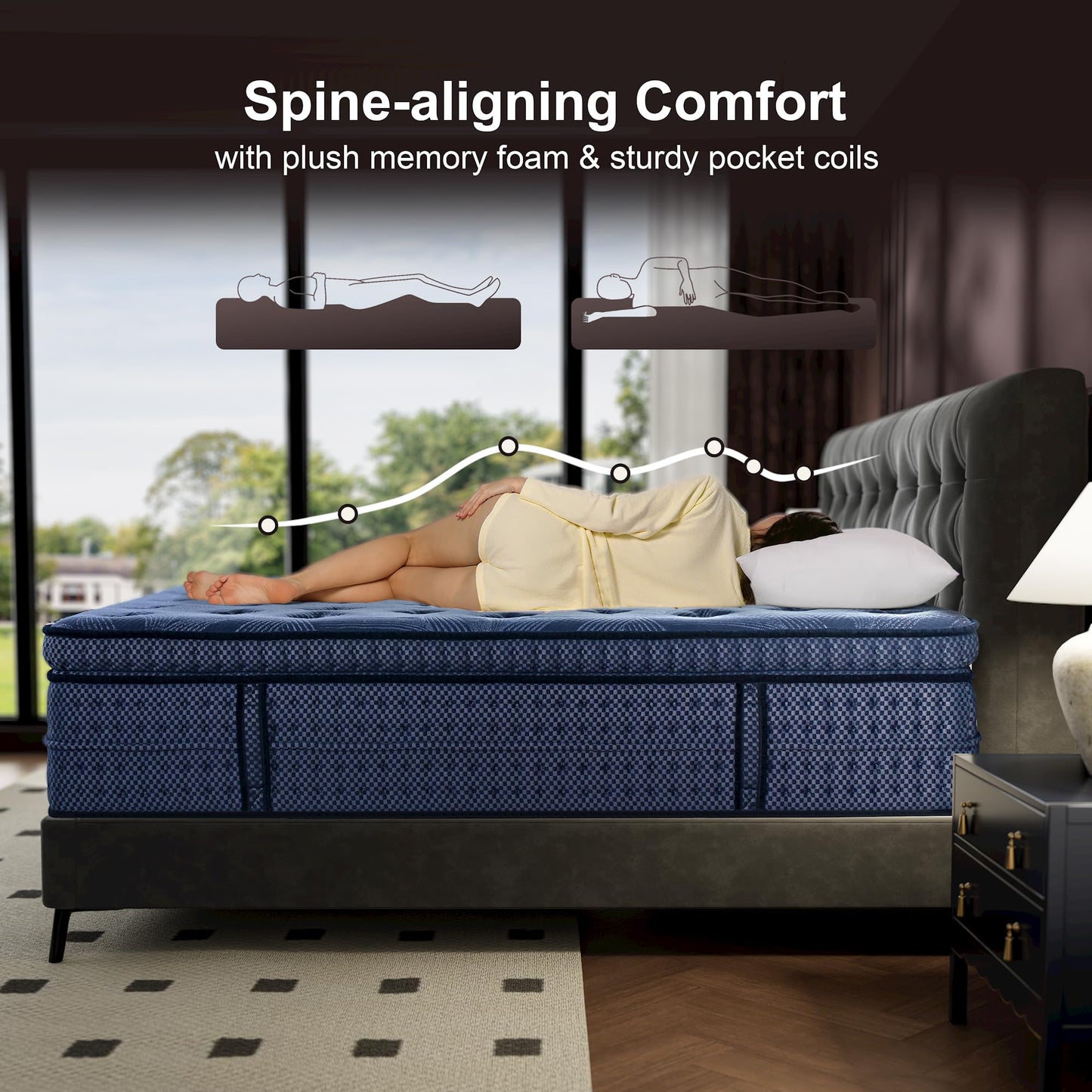 SURLUNKEYS Cal King Mattress Medium Plush - 14 Inch Hybrid Mattress