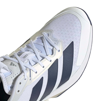 adidas Men's Adizero Ubersonic 5 Clay Tennis, White/Dark Blue/Silver Metallic, 11