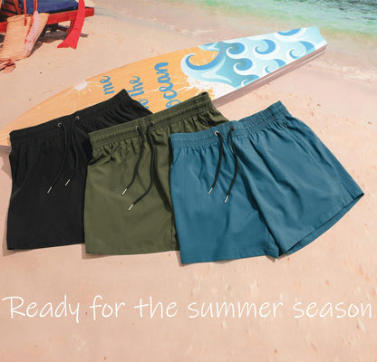 BRISIRA Mens Swim Trunks Swim Shorts Quick Dry 5 inch Inseam Beach Shorts with Compression Liner and Zipper Pocket Black