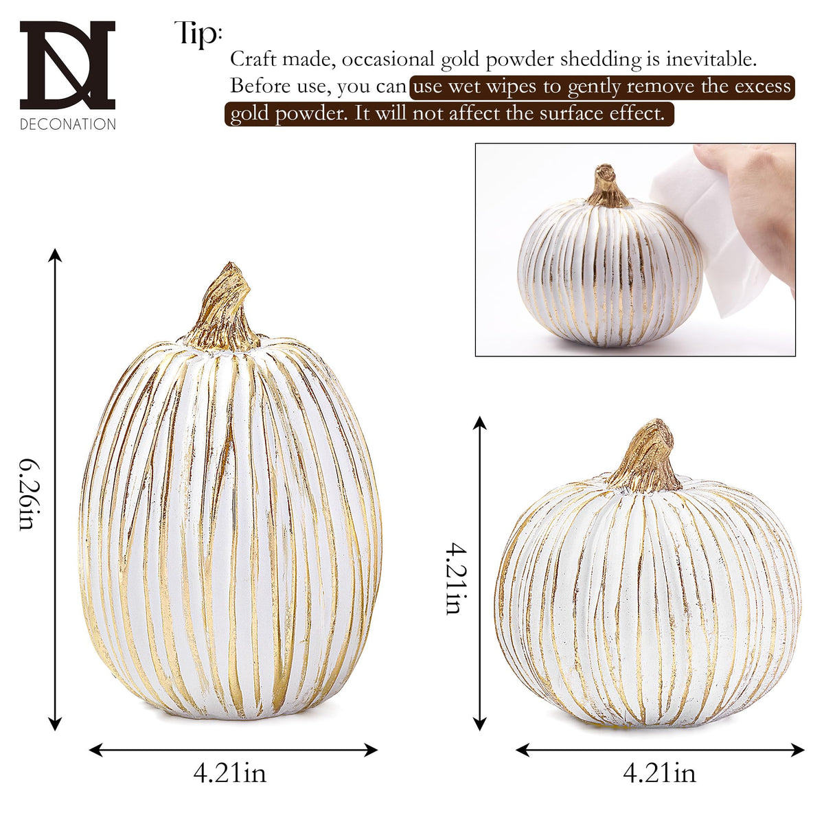 White and Gold Fall Pumpkin Decoration for Table Centerpieces