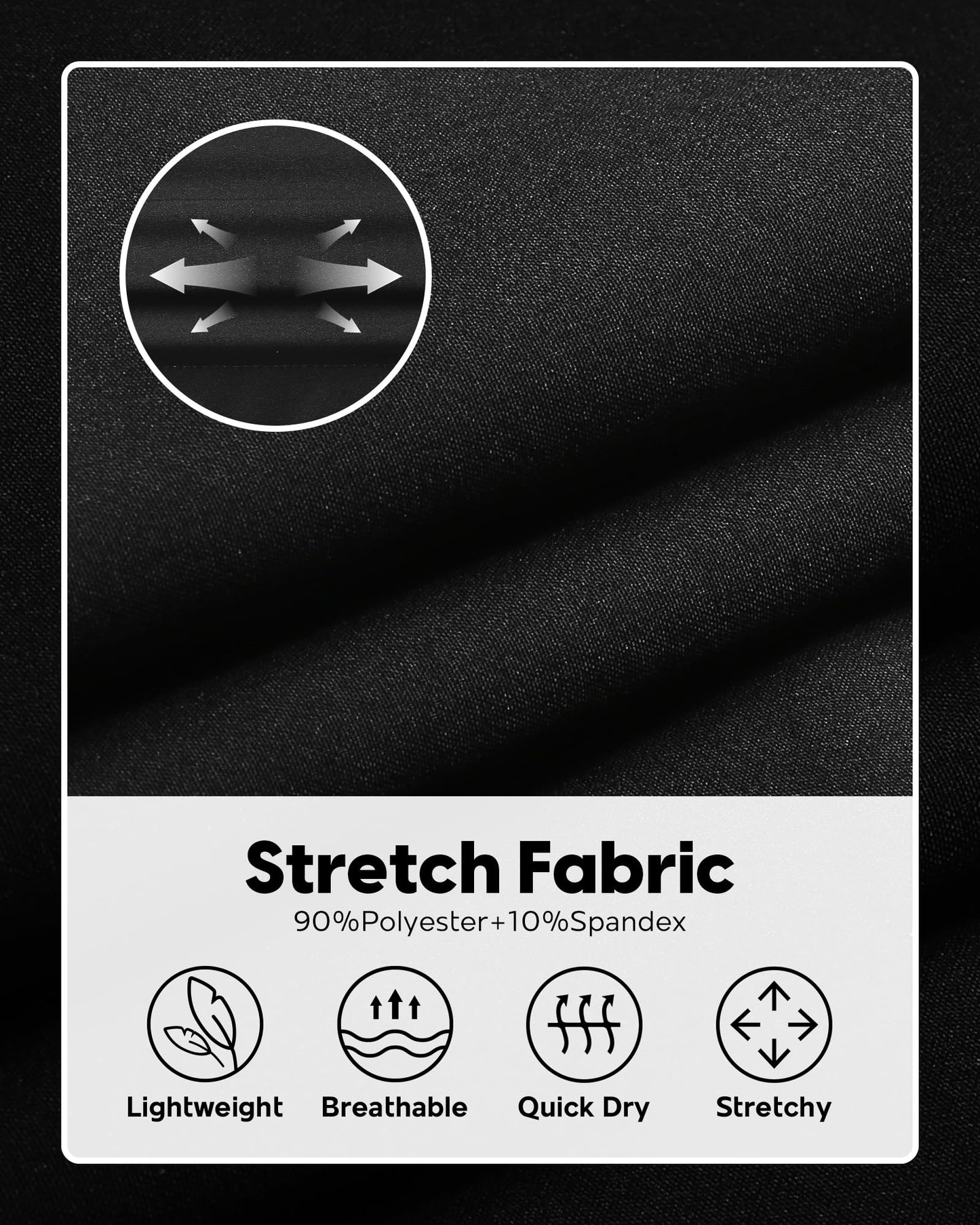 maamgic Men's 5 Inseam Shorts Casual Classic Fit Short Men with Multi-Pocket Mens Workout Shorts Hybrid Quick Dry Shorts Black Medium