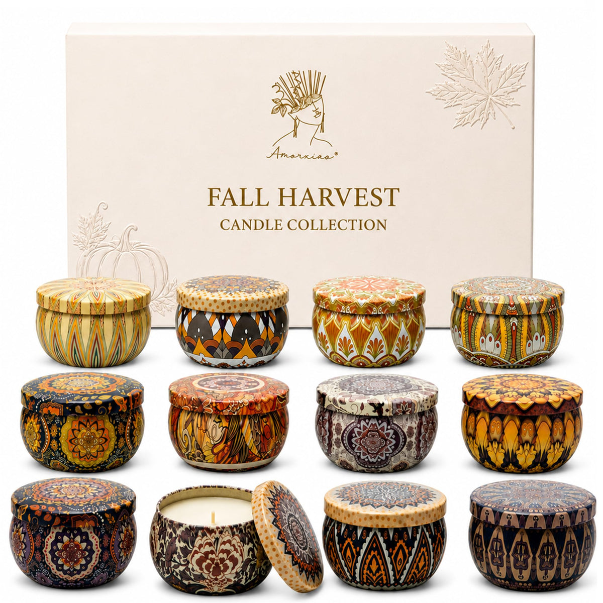 Fall Scented Candles Gift Set, 12 Pack Soy Candles for Home, 2.5 oz Each