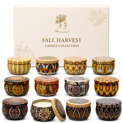 Fall Scented Candles Gift Set, 12 Pack Soy Candles for Home, 2.5 oz Each