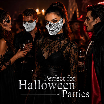 Bling Rhinestone Skull Half Mask, Rhinestone Halloween Face Mask