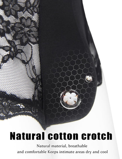 Mens Lace Underwear Low Rise Bulge Pouch Trunks Soft Boxer Briefs See Through Sexy Panties Lingerie for Men Cool Boxers Black S