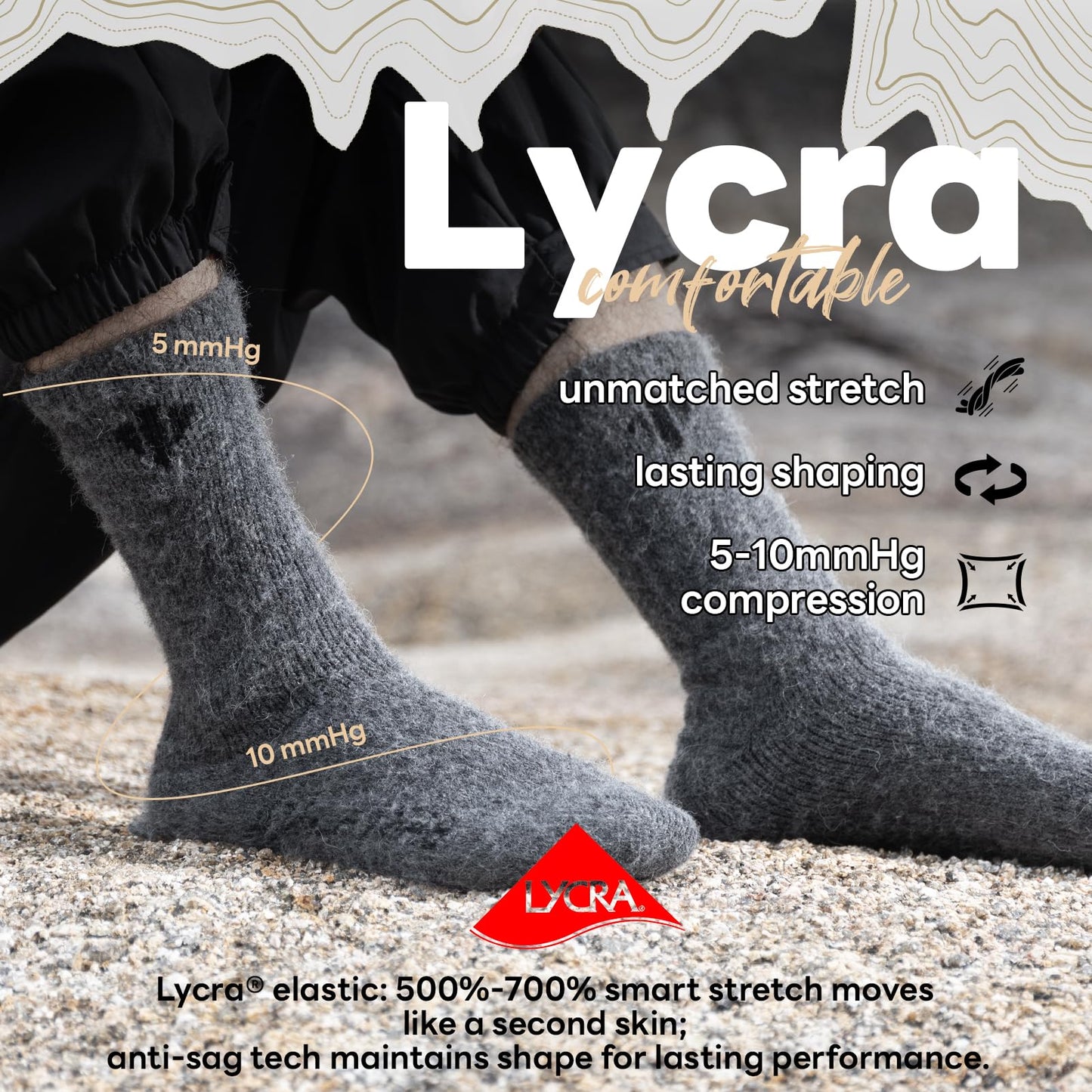 Heat equation Alpaca Socks for Men and Women, Heavyweight Thermal Thick Warm Alpaca Wool Boot Sock for Hunting, Hiking, Moisture Wicking M Black&Dark Gray&Walnut Brown