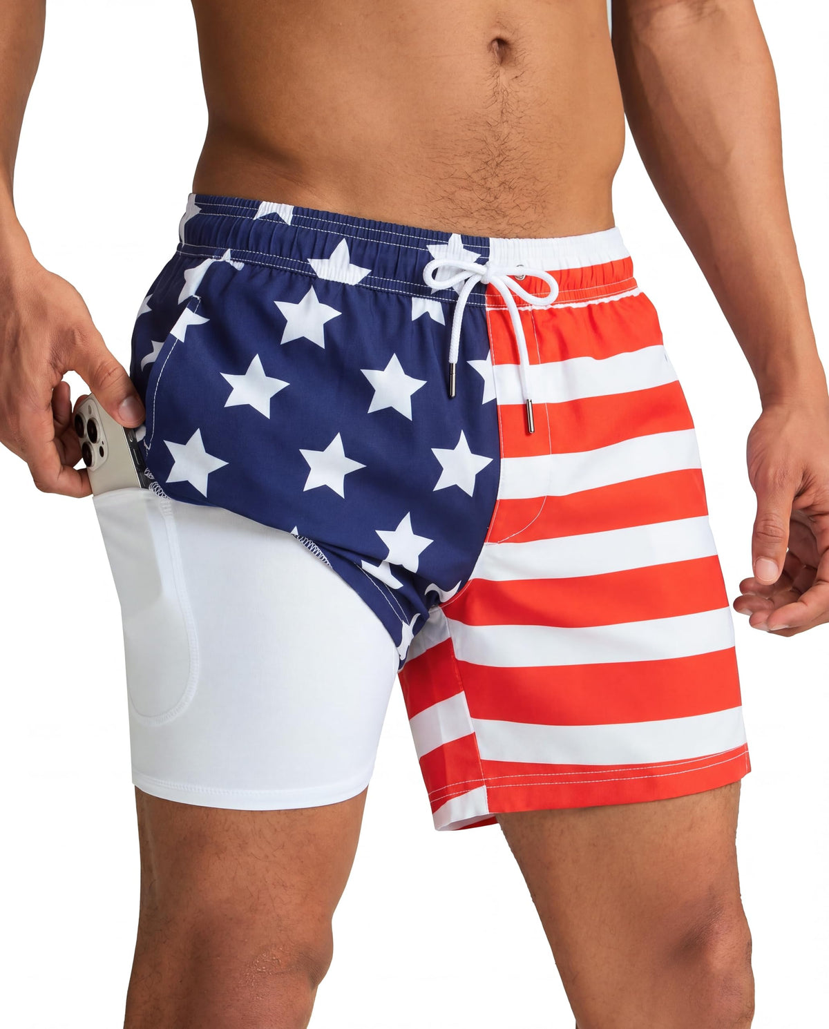 Mens Swim Trunks with Compression Liner 5 Inch Quick Dry for Beach