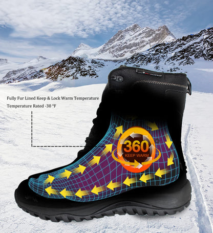 ROCKMARK Men's Winter Snow Boots, Warm Mid Calf Waterproof Durable Boot,Non-Slip Thermal-Insulated Climbing Shoes for Hiking & Ice Fishing & Snow Trekking & Outdoor Work(11, Black)
