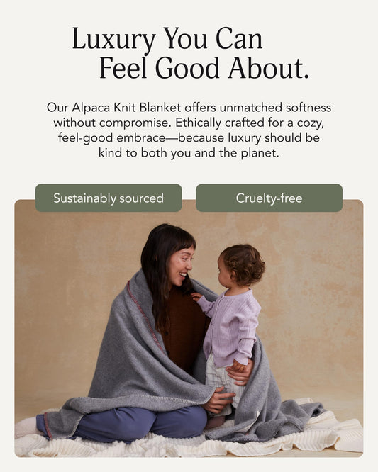 UnHide Knit Alpaca Blanket - 60" x 80" Ultra-Soft & Lightweight Throw - Made with Alpaca & Merino Wool - Sustainable & Ethically Sourced - Silver Fox