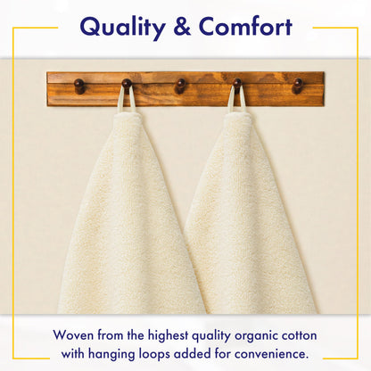 Alusa Home 100% Organic Luxury Bath Sheets - GOTS Certified - Extra Large 35x70 Inches (Pack of 2) Zero-Twist, Long-Staple Cotton Bath Sheet Set (Papyrus)