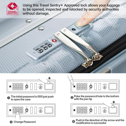 Hanke 26 Inch Large Checked Luggage PC Hard Shell Luggage Top Opening Travel Luggage Suitcases with Wheels for Woman Men.(Grey)