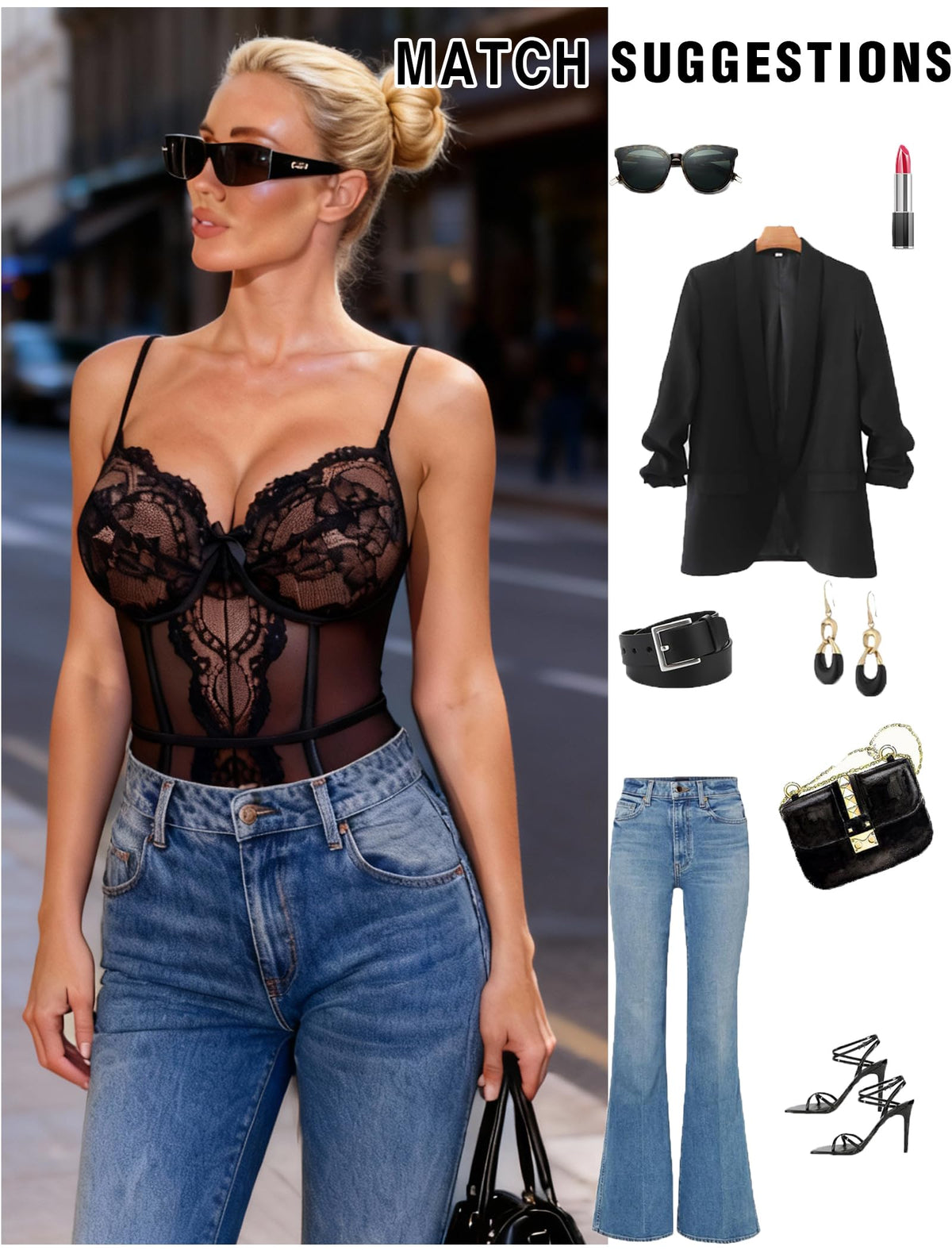 Lace Lingerie for Women Sexy Garter Bodysuit Corset Teddy Black