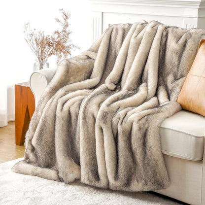 BATTILO Luxury Large Faux Fur Throw Blanket for Couch, 60"x80", Thick
