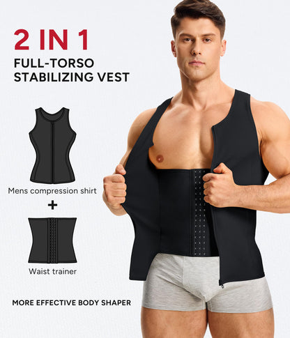 Nebility Mens Shapewear Fajas para Hombres Compression Shirt Men Body Shaper Tank Top Compression Undershirt Vest Sleeveless, Black - L