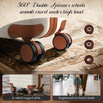 CASELLY Luggage Sets with spinner wheels, PC+ABS Hard Shell Travel Luggage,Lightweight Carry-on suitcases with TSA Lock,YKK Zippers (Green, 7 piece sets（14/18/20/24/28/DB/TB）)