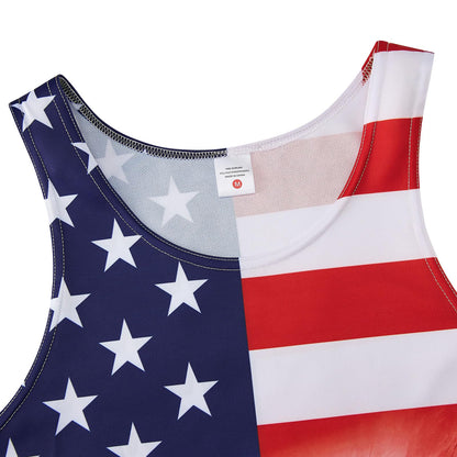 Stars and Stripes - Mens American Flag Tank Tops Patriotic Sleeveless Shirt 4th of July Stripe and Stars Animals Eagle Summer Cool USA Tee Workout Athletic Training Sports Undershirts