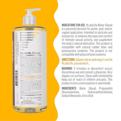 LUBELIFE Water-Based Lube – Personal Lubricant for Men, Women & Couples, Travel Size, Non-Staining, Easy Clean-Up, Toy-Safe, 32 Fl Oz