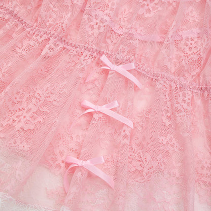 Men‘s Sheer Lace Camisole Floral See Through Cami Top Sleeveless Mesh Shirt for Crossdressing Party Pink Large