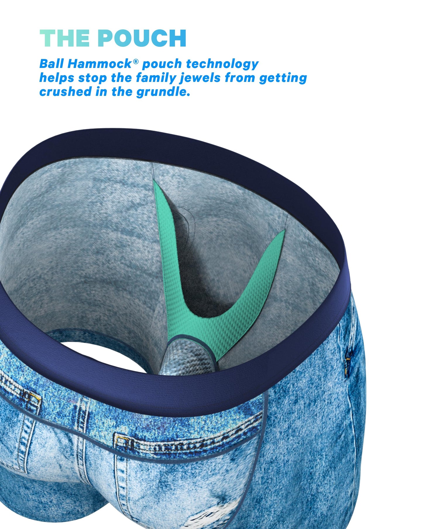 Shinesty paradICE Hammock Support Pouch Underwear | Boxer Briefs Cooling | Performance Wicking Breathable | US XL Denim