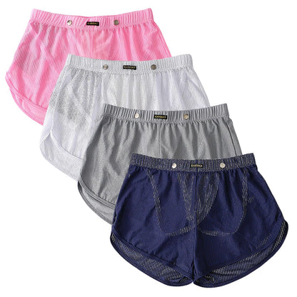 Mens Mesh See Through Shorts Ice Silk Boxer (Pink/White/Grey/Royalblue 4-Pack, M)