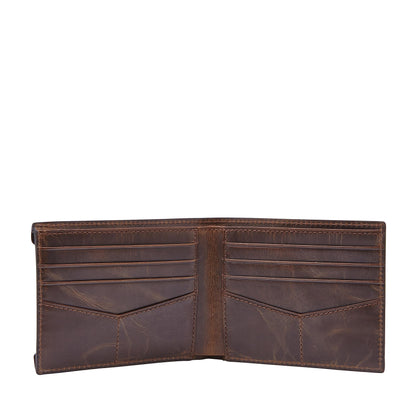 Fossil Men's Derrick Leather Bifold Sliding 2-in-1 with Removable Card Case Wallet, Dark Brown, (Model: ML3685201)
