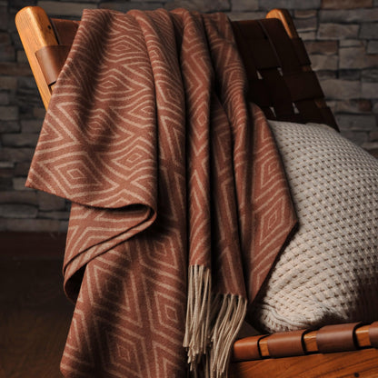 CUDDLE DREAMS Premium Cashmere Throw Blanket with Fringe (Diamond Ochre)