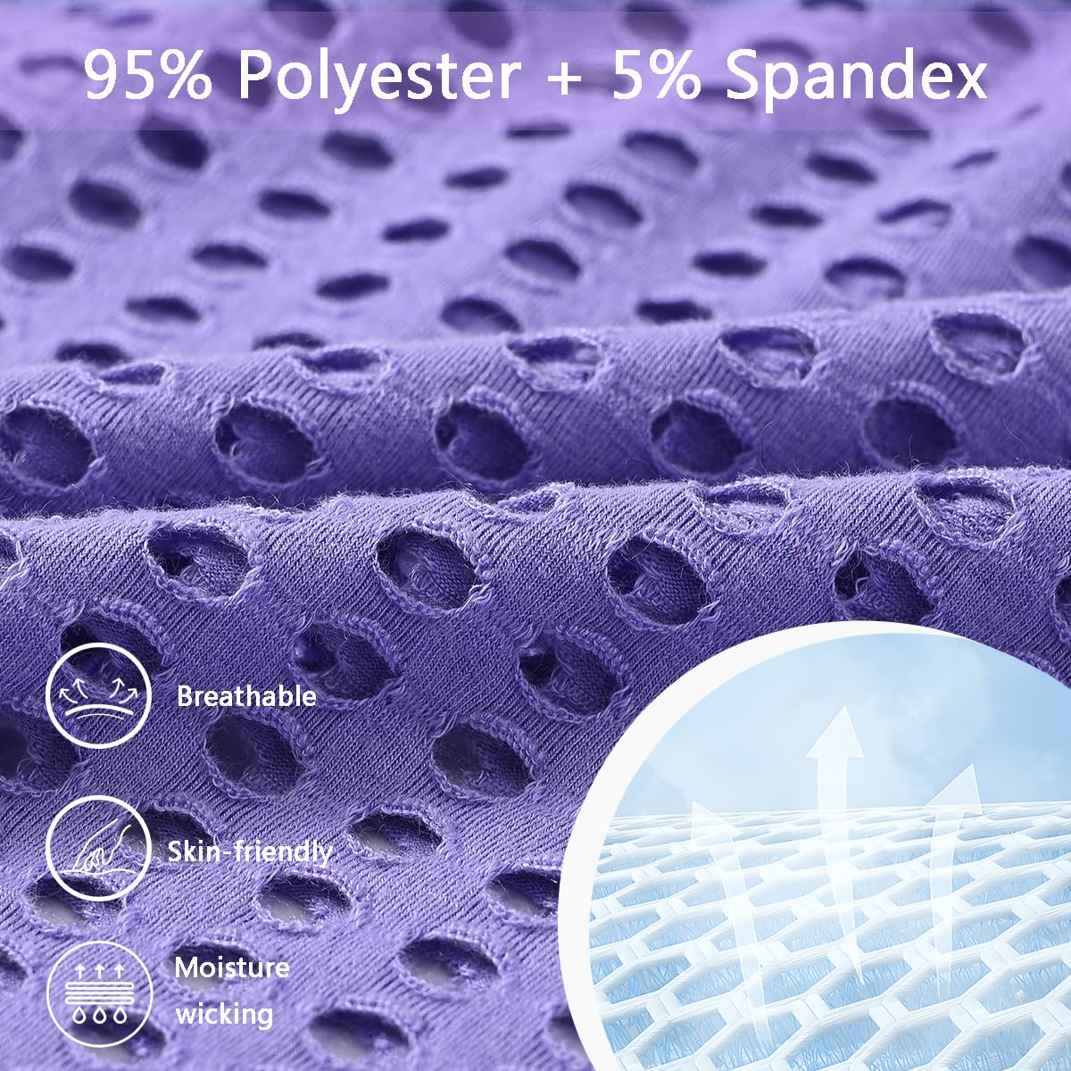 Mens See Through Shorts Fishnet Sexy Mesh Boxer Shorts Hollow Lounge Loose Underwear Purple M