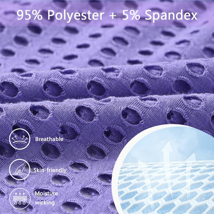 Mens See Through Shorts Fishnet Sexy Mesh Boxer Shorts Hollow Lounge Loose Underwear Purple M
