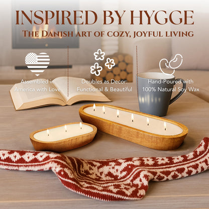 Dough Bowl Candle Co. Pumpkin Spice Soy Candle - 3 Wick Rustic Farmhouse Coffee Table Decor, Odor Eliminator in Wooden Bowls, 20 Ounce Wooden Dough Bowl Candle, All-Natural Gifts for Women and Men
