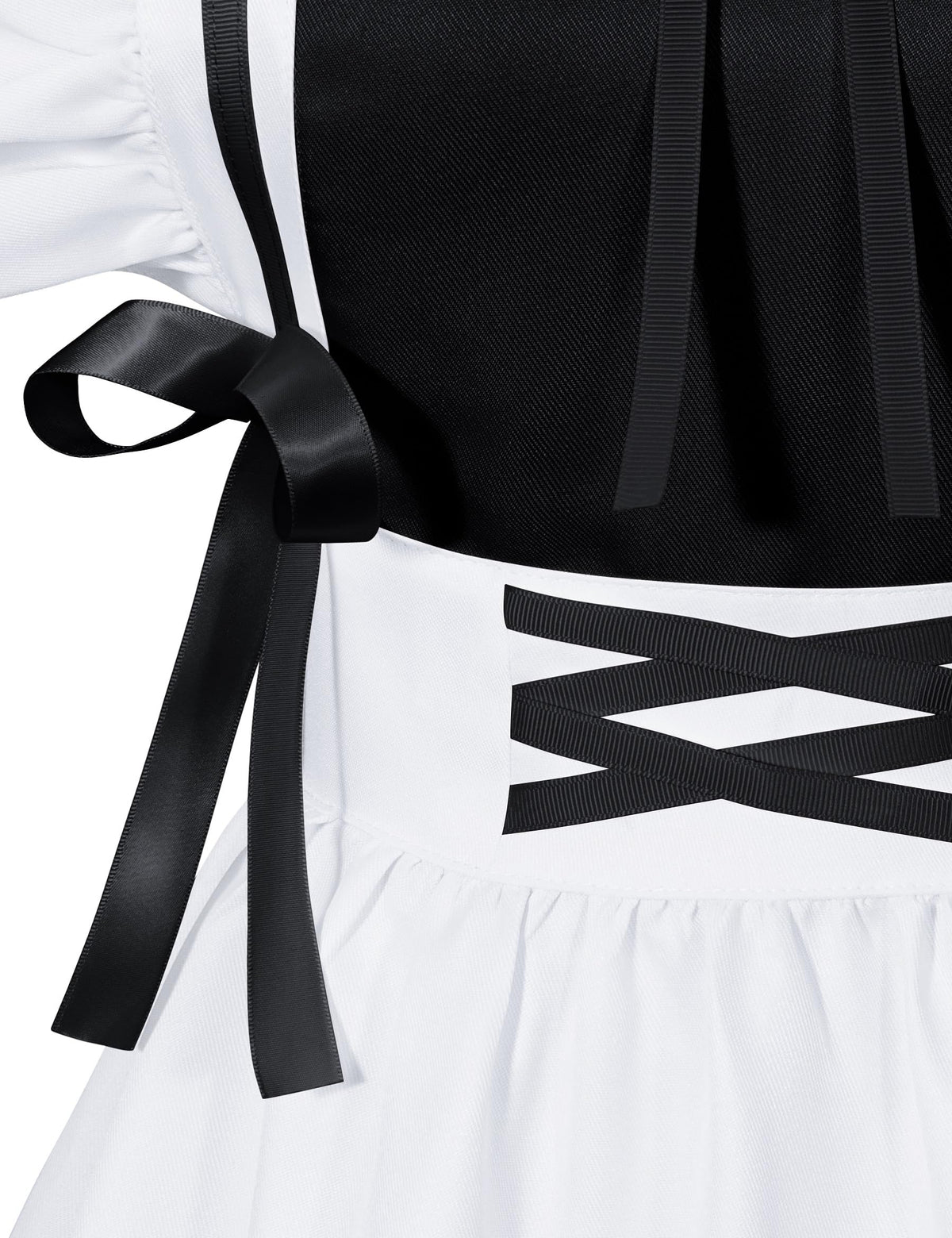 Classic French Maid Costume Apron Fancy Dress Cosplay Outfit Headwear Gloves Socks Set(BK S)