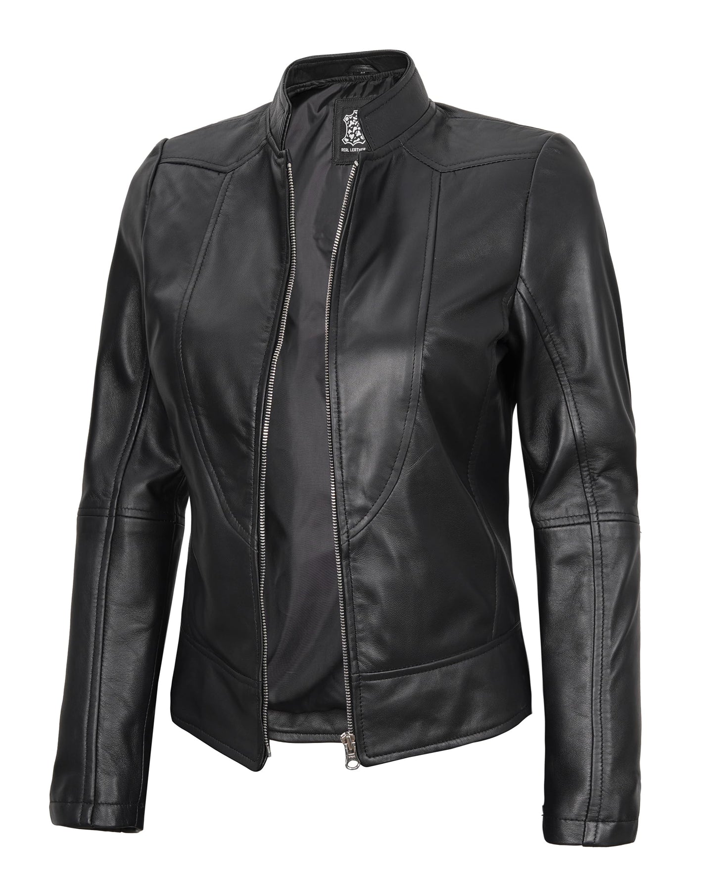 Decrum Genuine Leather Jacket Women - Leather Biker Jacket Women | [1300873] Amy Black, M
