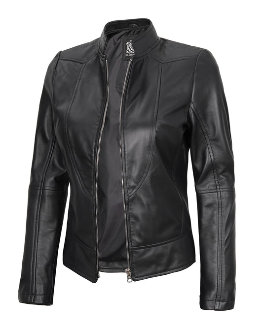 Decrum Genuine Leather Jacket Women - Leather Biker Jacket Women | [1300873] Amy Black, M