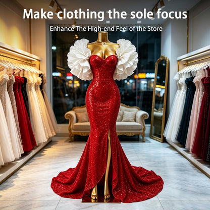 Glossy Gold BBL Full Body Female Mannequin Dress Form, Gold Armless Dress Form for Wedding & Lingerie Retail Store