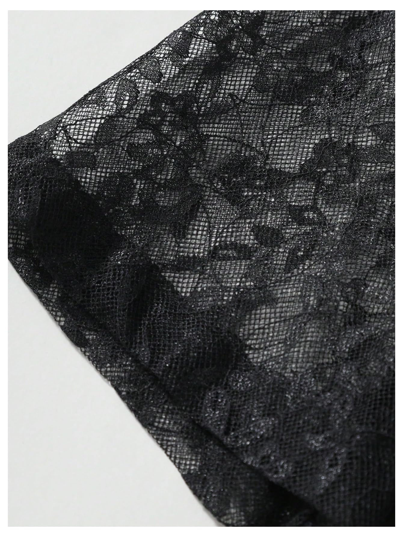 WDIRARA Men's Lace Mesh Button Down Shirts Short Sleeve Collared Party Shirt Summer Tops Black Small