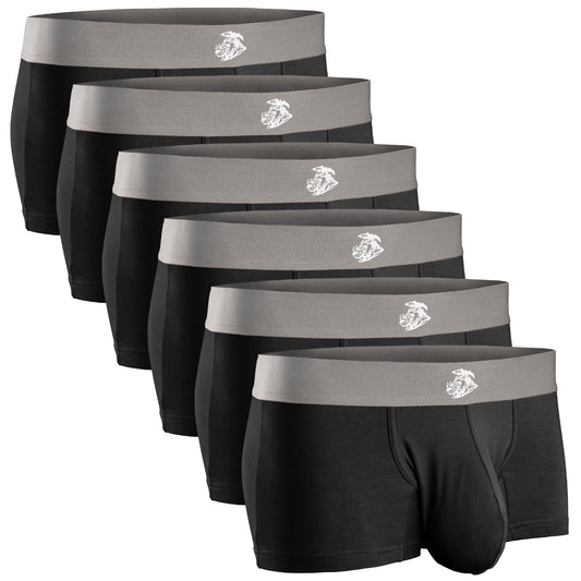 Real Men 3in Modal Boxer Briefs D Pouch Lrg 6pk Blk