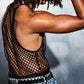 Men's See Through Fishnet Tank Top Sleeveless Racerback Mesh Top Crochet Casual Loose Muscle Shirt Spaghetti Strap Halter Top for Summer 2023 H Black