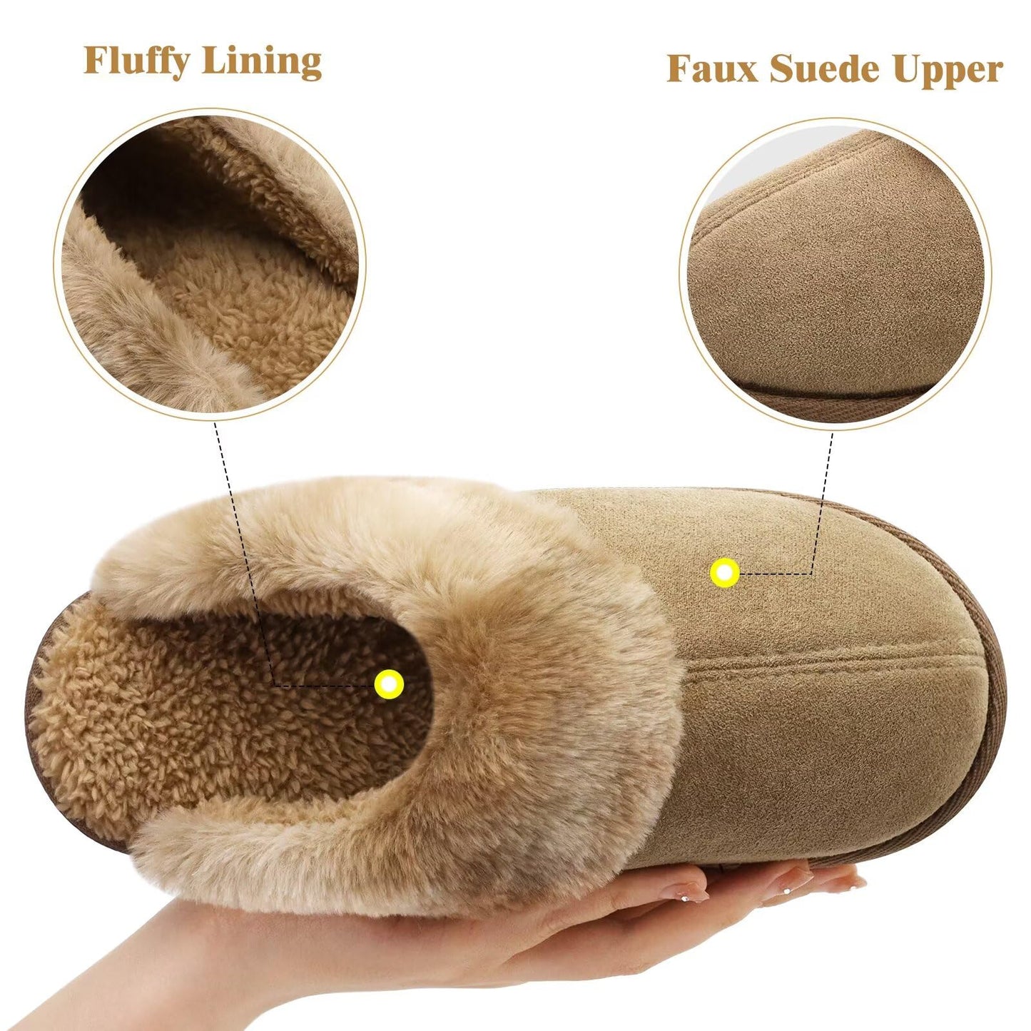 jiajiale Womens Memory Foam Slippers Fuzzy Outdoor House Shoes Brown 8.5