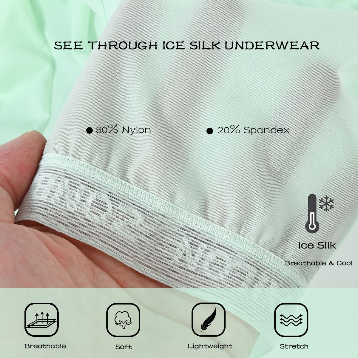 Sexy Underwear for Men See Through Boxer Briefs Cool and Breathable Stretch Green L