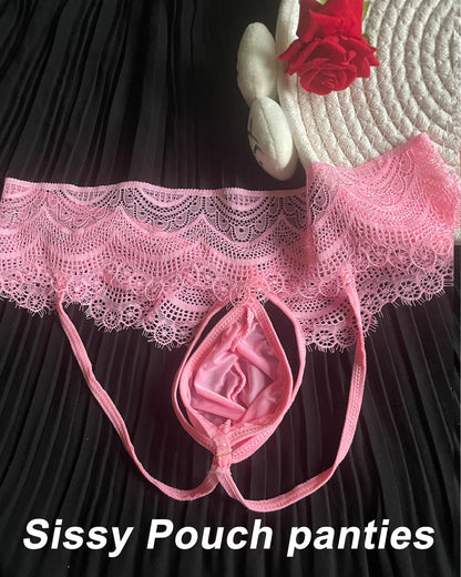 HAVBX Ultra-Soft Mens Sexy Pink Lace Jockstraps Underwear, Sissy Lingerie Bulge Pouch Panties For Men Crossdressers(US, Alpha, One Size, Regular, Regular, Pink)