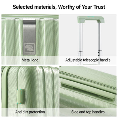 Hanke Hardshell Luggage Sets 3 Piece Extra Large Suitcases with Lock,28 Inch Luggage with Spinner Wheels, PC Travel Suitcase for Women Men 20 24 29Inch,Bamboo Green