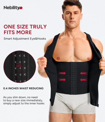 Nebility Mens Shapewear Fajas para Hombres Compression Shirt Men Body Shaper Tank Top Compression Undershirt Vest Sleeveless, Black - L