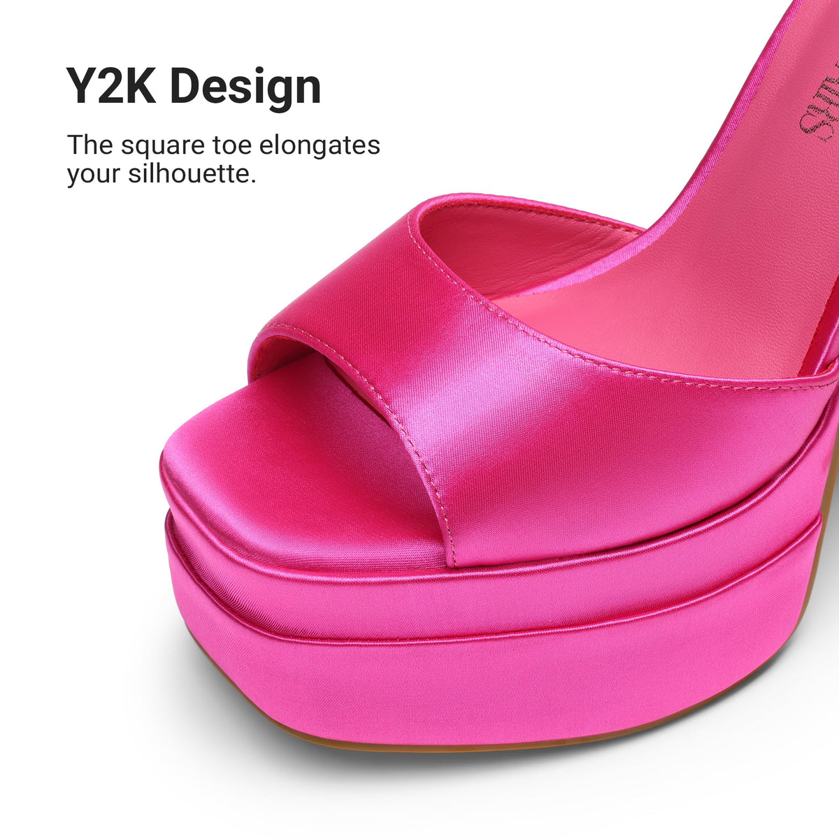 Sissy Platform Chunky Heel Sandals,Hot Pink-Satiin - Feminization- Crossdressing