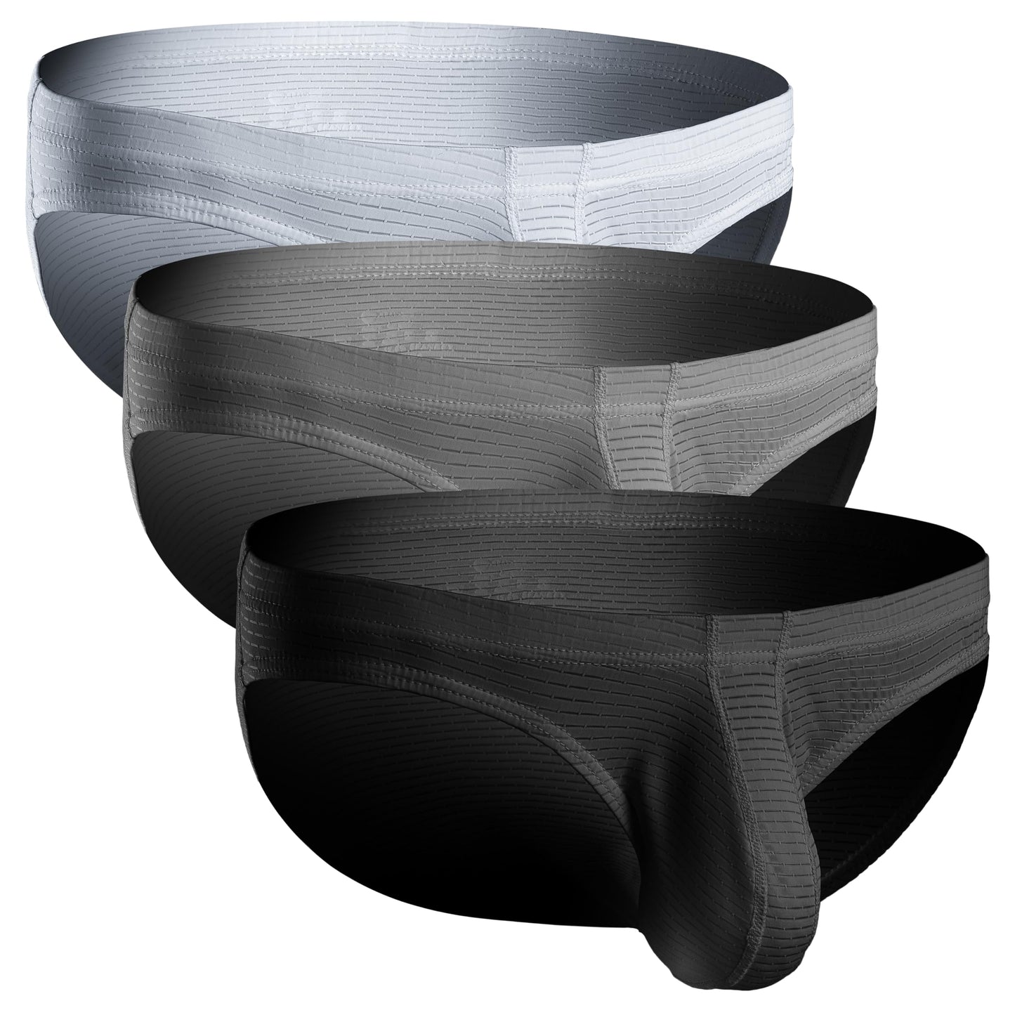 Real Men Nylon Bikini Briefs D Pouch 5xl 3pk Blk/Gry/Wht Mens Big Pouch Underwear Bulge Brief Underwear For Men